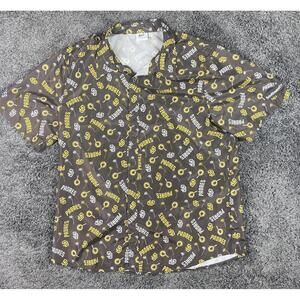 BDA San Diego Padres Mens Sz XL Brown Hawaiian Button Shirt 100% Polyester